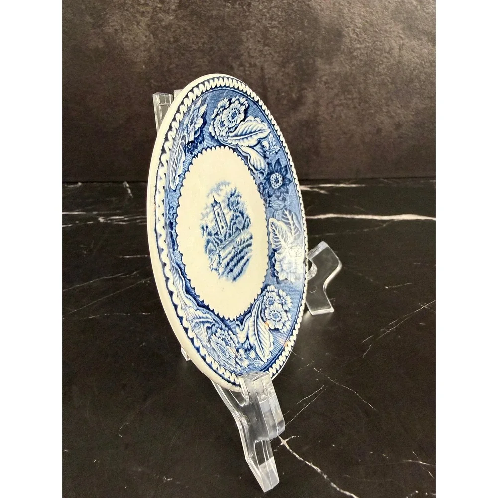 VTG Wood & Sons Woodland Blue and White Porcelain Coaster 4 3/8in